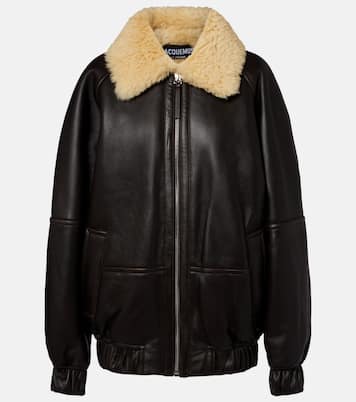Bombardier shearling-trimmed leather bomber jacket | Jacquemus