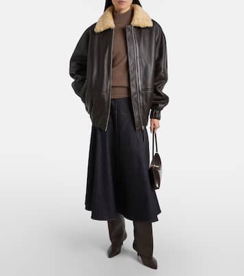 Bombardier shearling-trimmed leather bomber jacket | Jacquemus