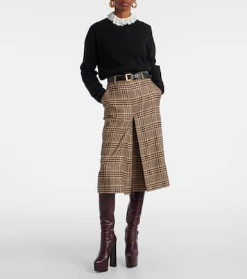 بلوزة من القطن البوبلين مقلّمة بالدانتيل | Saint Laurent