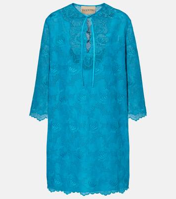 Broderie anglaise silk-trimmed cotton kaftan | Valentino