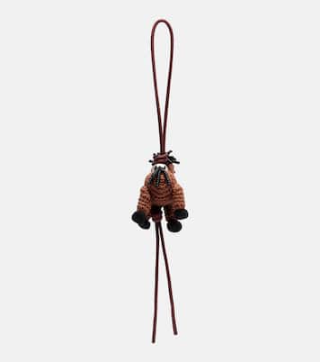 Horse beaded leather-trimmed wool bag charm | Loewe