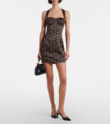 Vestido corto de satén en mezcla de seda | Dolce&Gabbana