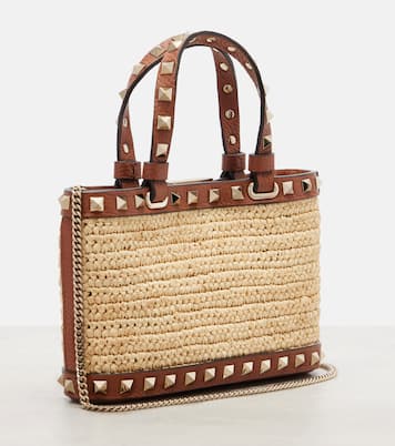 Rockstud Mini raffia tote bag | Valentino Garavani