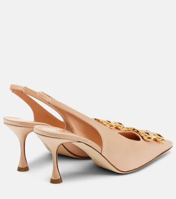 Cupida 70 embellished satin slingback pumps | Manolo Blahnik