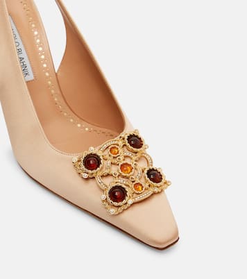 Cupida 70 embellished satin slingback pumps | Manolo Blahnik