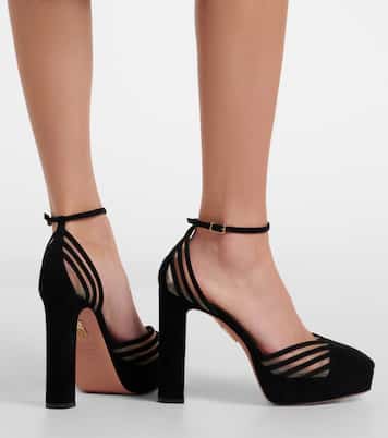 Escarpins Alana à plateau en daim et résille | Aquazzura