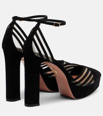 Escarpins Alana à plateau en daim et résille | Aquazzura