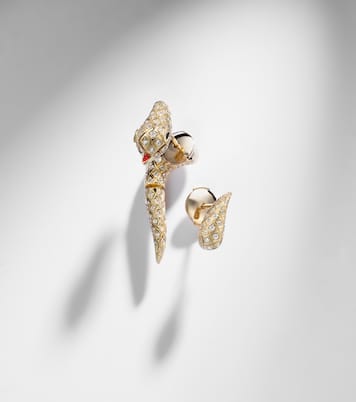 Pendientes Python de oro de 9 ct (375/1000) con diamantes y espinelas | Yvonne Léon