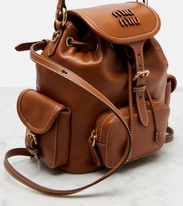 Logo leather backpack | Miu Miu