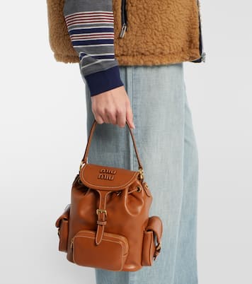 Logo leather backpack | Miu Miu