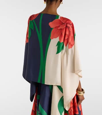 Top Square de sarga de seda floral | La DoubleJ