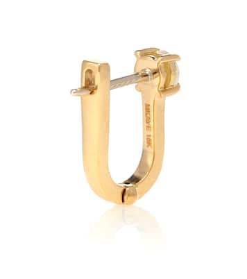 Boucles d'oreilles Aria U Huggie en or 18 ct et diamants | Melissa Kaye