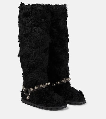 Stivali in shearling sintetico con borchie | Miu Miu