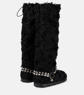 Stivali in shearling sintetico con borchie | Miu Miu