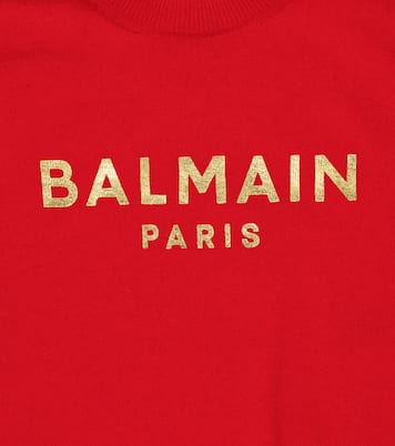 Top cropped in lana vergine con logo | Balmain Kids