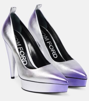 Metallic leather platform pumps | Tom Ford