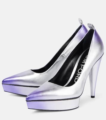 Metallic leather platform pumps | Tom Ford