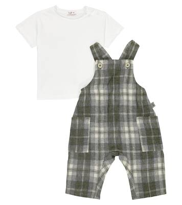 Bebé - set de camiseta y peto de lino estampado | Il Gufo