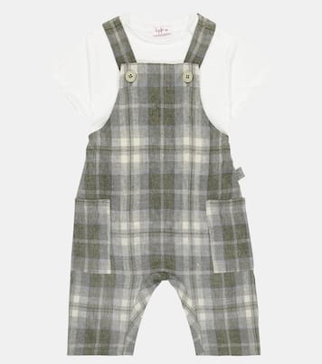 Bebé - set de camiseta y peto de lino estampado | Il Gufo