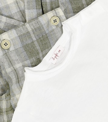 Bebé - set de camiseta y peto de lino estampado | Il Gufo