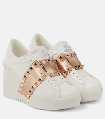 Open Disco leather wedge sneakers | Valentino Garavani