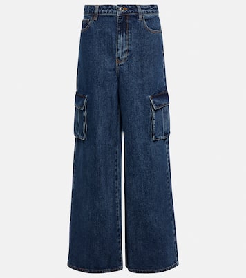 Weite Mid-Rise-Cargohose aus Denim | Self-Portrait