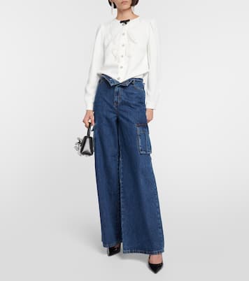 Weite Mid-Rise-Cargohose aus Denim | Self-Portrait