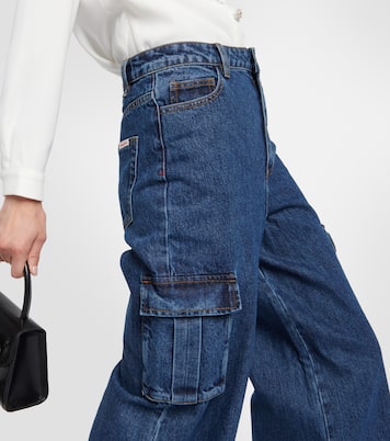 Weite Mid-Rise-Cargohose aus Denim | Self-Portrait