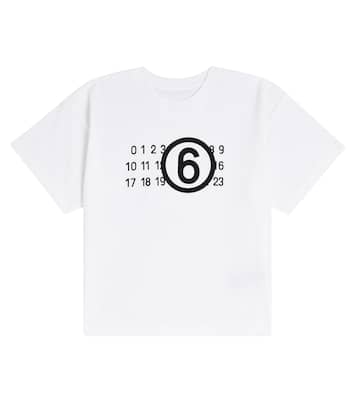 Logo cotton T-shirt in white - MM 6 Maison Margiela Kids