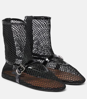 Bailarinas altas de malla con piel | Alaïa