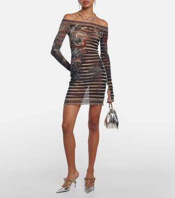 Miniabito in mesh con stampa | Jean Paul Gaultier