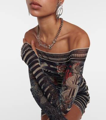 Miniabito in mesh con stampa | Jean Paul Gaultier