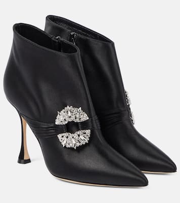Verzierte Ankle Boots Prabina 105 aus Satin | Manolo Blahnik