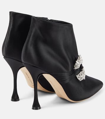 Verzierte Ankle Boots Prabina 105 aus Satin | Manolo Blahnik