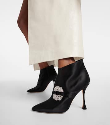 Verzierte Ankle Boots Prabina 105 aus Satin | Manolo Blahnik