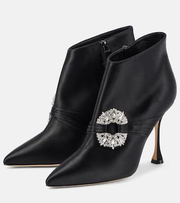 Verzierte Ankle Boots Prabina 105 aus Satin | Manolo Blahnik
