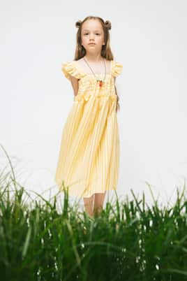 Vestido de algodón fruncido bordado | Paade Mode