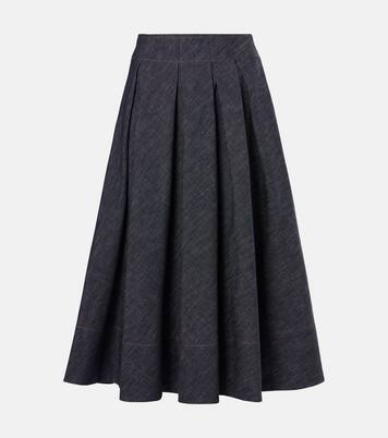 Mid-rise denim midi skirt | Brunello Cucinelli