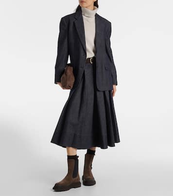 Mid-rise denim midi skirt | Brunello Cucinelli