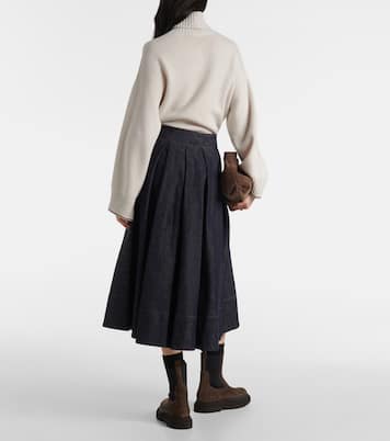 Mid-rise denim midi skirt | Brunello Cucinelli