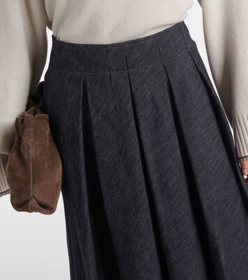 Mid-rise denim midi skirt | Brunello Cucinelli