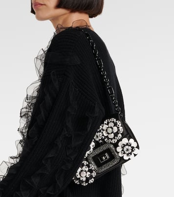 Viv' Choc floral-appliqué satin crossbody bag | Roger Vivier