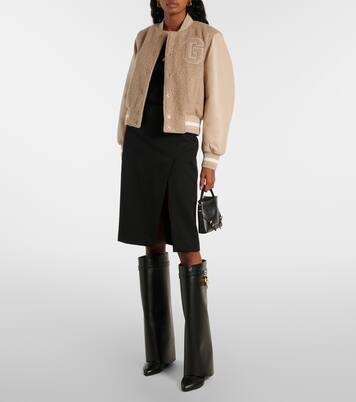 Leather-trimmed alpaca-blend varsity jacket | Givenchy