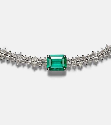 Choker in oro bianco 18kt con diamanti e smeraldo | Anita Ko