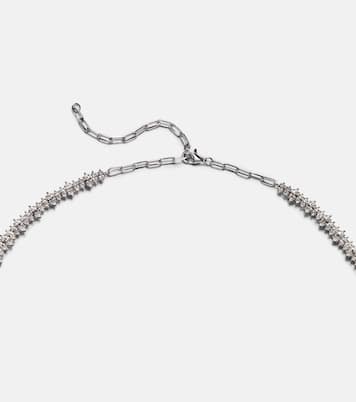 Choker in oro bianco 18kt con diamanti e smeraldo | Anita Ko