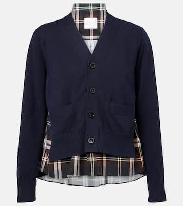 Cárdigan en mezcla de algodón a cuadros | Sacai