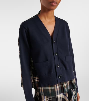 Cárdigan en mezcla de algodón a cuadros | Sacai