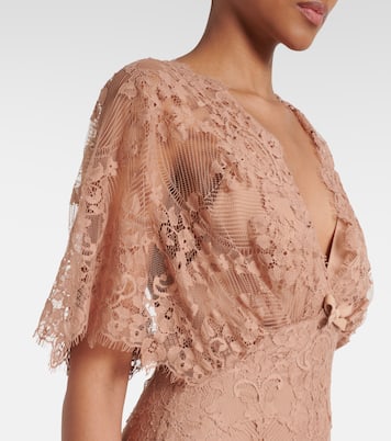 Abito lungo in pizzo di misto cotone | Elie Saab