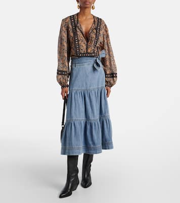Gonna midi Armida in jeans a balze | Veronica Beard