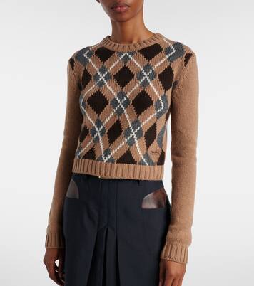 Pull en cachemire à motif Argyle | Prada